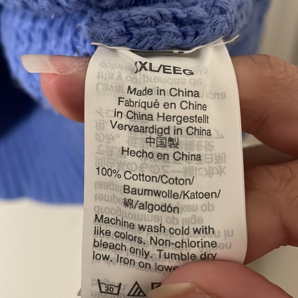 J Crew Sweater Blue V Neck Knit Long Sleeve Heavy Knit Chunky XXL - Picture 5 of 6